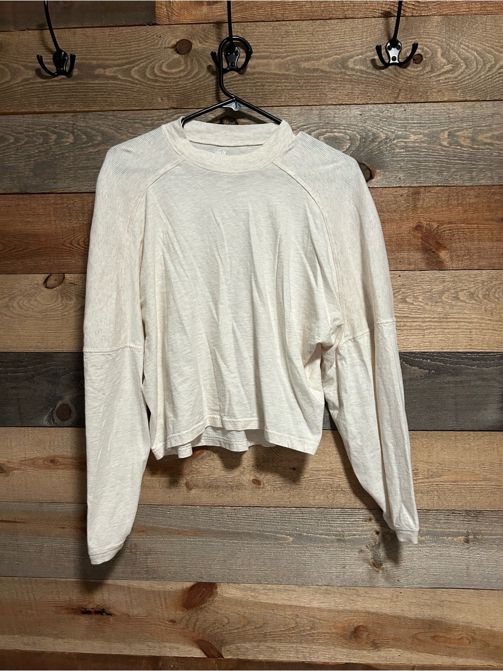 aerie Lightweight Crewneck Long-Sleeve Top in Cream